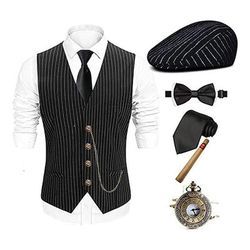 Anni Ruggenti Anni 1920 Retrò Vintage Abiti Gilet Cappello Panama Il grande Gatsby Gentiluomo Gangster Moda Costume Per uomo Natale Halloween Carnevale Balli di fine anno Festival Adulti Cravatta