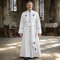 Retrò Vintage Religioso Medievale Lunghezza al pavimento Vestaglia Lunghe Prete Collo alla coreana Costume Unisex Halloween Carnevale Mascherata Fiera Rinascimentale LARP Adulti Cappotto