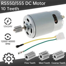 RS550/555 Fine /Medium /Coarse 10 Teeth 12V/24V DC Motor Kids Ride On Toys Car Motor Speed Electric Motor for Remote Control Car