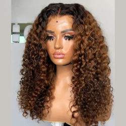 Preplucked 26inch Soft Lace Front Wigs Ombre Blonde Kinky Curly Synthetic For African Women Glueless Baby Hair Daily