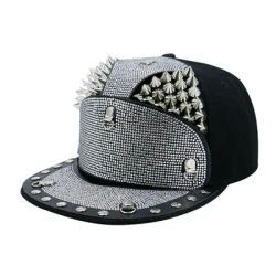 Casquette de baseball pare-soleil unisexe, chapeau plat, armure de rivet en métal, incrustation de diamants, crème solaire de sport, hip hop, punk, danse de rue, cool, hommes et femmes, A63
