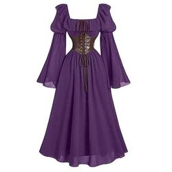 Retrò Vintage Medievale Rinascimento Vestito Lunghe Elfo Costume Per donna Halloween Carnevale Mascherata Fiera Rinascimentale Festa a tema retrò Adulti Vestito