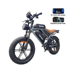 Electric Bike QS7 48V 60AH 20 Inch Fat Tire Ebike for Adults Mountain Off-Road Dual Batteries Electric Bicycle