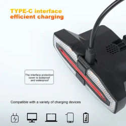 Solar LED Bicycle Turn Taillight Remote Control Cycling Warning Lamp Type-C Charging Portable Bike Taillight for Night Riding
