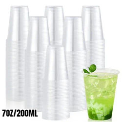 50/100PCS Disposable Transparent Plastic Cups Kitchen Utensils for Party Birthdays Coffee Cold Drinks Fruit Containers