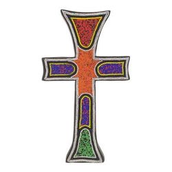 Bless My Home,'Byzantine Style Beaded Wood Wall Cross Hand Crafted in Ghana'