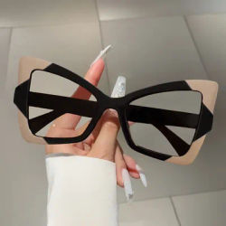 Lunettes de soleil surdimensionnées pour femmes, style œil de chat, avec monture tendance à couleurs contrastées