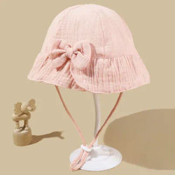 Bonnet de bassin en coton pour bébé, chapeau de soleil pour bébé, chapeau de pêcheur à nœud imprimé, chapeau d'extérieur pour enfants