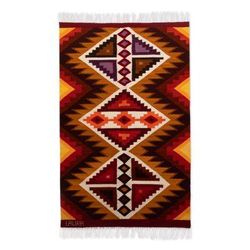Inca Realm,'Diamond Motif Wool Area Rug (3x4.5)'