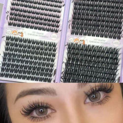 DIY Thick Curly False Eyelashes Self-adhesive Eyelashes Extension 11-13mm Clusters Individual Fluffy Mange Lashes