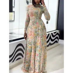 African Dresses For Women Elegant Spring Summer Long Sleeve Dashiki Maxi Dress Ladies Traditional African Clothing Fairy Dreaes