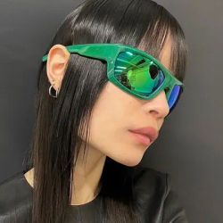 Lunettes de soleil vintage Y2K pour hommes, mode hip-hop, lunettes steampunk pour femmes, lunettes de luxe punk, lunettes futuristes vertes