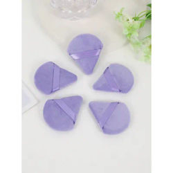 5pcs Purple Triangle Powder Puff Soft Short Pile Crystal Velvet Makeup Sponge, Absorb Powder Well Without Cakey Look