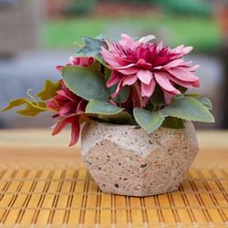 Modern Hexagon,'Hexagonal Rustic Recycled Stone Decorative Flower Pot'
