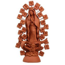 Virgin of Guadalupe,'Hand Sculpted Ceramic Sculpture of Virgin of Guadalupe'