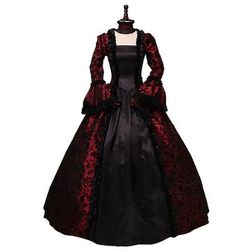 Rococò Vittoriano 18° Secolo Lunghezza al pavimento Vestito Manica del polsino svasato Taglie Forti Geometrico Abito da ballo Costume Reale Natale Halloween Carnevale Balli di fine anno Feste