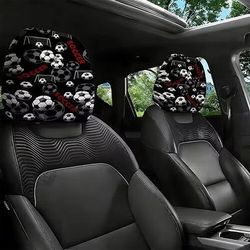 Copri poggiatesta per auto con stampa a tema calcio, 2 pezzi, decorazione per interni auto, protezione per sedili alla moda, facile da installare, adatto per guida a lunga distanza, spostamenti in