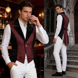 Medievale Rinascimento Steampunk Gilet Frac Vampiro Abiti reali Costume Per uomo Fantasia Halloween Carnevale Performance LARP Fiera Rinascimentale Adulti Gilet Spille