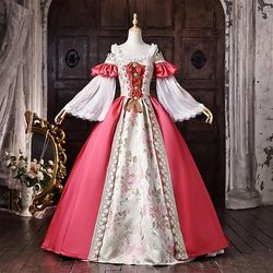 Rococò Barocco Abito da Ballo Lunghezza al pavimento Vestito Abito da Ballo Lunghe Principessa Sposa Floreale Abito da ballo Collo quadrato Costume Per donna Reale Halloween Carnevale Mascherata