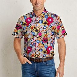 Retrò Vintage Hippie Anni '70 Camicia Maniche corte Hippie Floreale Retrò Costume Per uomo Festival Musicale Feste Abbigliamento quotidiano Adulti Camicia Primavera Estate