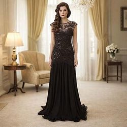 Anni Ruggenti Anni 1920 Lunghezza alla caviglia Vestito Abito da sera Abito da Ballo Senza maniche Il grande Gatsby Taglie Forti Invitato al matrimonio Paillettes Costume Per donna Carnevale