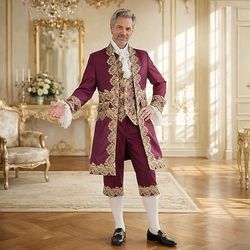 Retrò Vintage Rococò Lunghezza al ginocchio Pantaloni Gilet Collari falsi Principe Gentiluomo Nobile Costume Per uomo Halloween Carnevale Mascherata Fiera Rinascimentale Festa a tema retrò Adulti