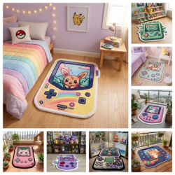 Retro Gamepad Pokémon Rug Soft Anti-slip Decorative Carpet for Bedroom Living Room Gaming Room Kawaii Anime Mat Gift Blanke