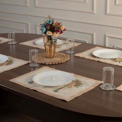 '6 Palm Tree-Patterned Hand-Block Printed Cotton Placemats'