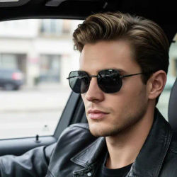 Lunettes de soleil octogonales à monture fine en métal au design de niche, design géométrique et effet amincissant pour un style polyvalent et tendance 2400