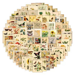 100pc Plant Insect Specimens Graffiti Stickers, Aesthetics Stickers Water Bottle,Skateboard,Decal Party Supply Bicycle Sticker