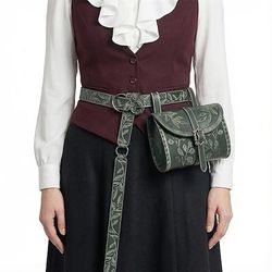 Retrò Vintage Medievale Rinascimento Cintura in Vita Marsupio Bard Ranger Foglia Costume Per donna Fantasia Halloween Carnevale Mascherata Fiera Rinascimentale LARP Adulti Borsa Cintura