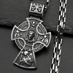 Vintage Orthodox Jesus Crucifix Cross Pendant Necklace for Women Men Stainless Steel Silver Color Chain Necklaces Amulet Jewelry