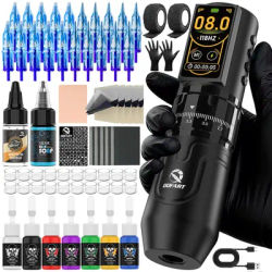 DQFART Wireless Tattoo Kit 2400mAh Wireless Tattoo Machine Tattoo Pen for Pro Body Artist Tattoo Supplies Tattoo Accessories