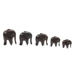 Artisan Crafted Wood Elephant Sculpture (Set of 5) 'Elephant Family'