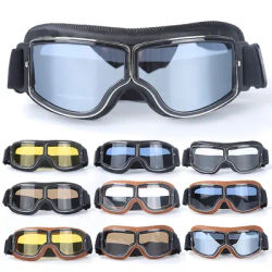 Bicycle Motorcycle Glasses Windproof Motorcycle Helmet Glasses Sunglasses Retro Universal Leather Retro Motorcycle Accessories