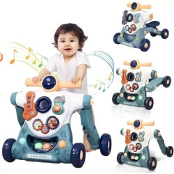 3 in 1 Baby walker Educational Baby Push Walkers with Entertainment Activity Toys Adjustable Baby Stroller fit 6-18 Months