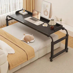 Overbed Table Adjustable Height Cross Bed Table Movable Laptop Computer Desk Rolling Mobile Bedside Table for Bedroom