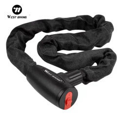 WEST BIKING High Security Bicycle Chain Lock Portable Anti-theft MTB Mountain Bike Lock With 2 Keys For Scooter Electric Bike