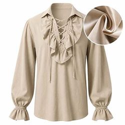 Medievale Rinascimento Camicia Pirata Vichingo Abbinare con cotone e lino Costume Per uomo Halloween Carnevale Performance LARP Fiera Rinascimentale Adulti Camicia Primavera