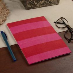 'Fuchsia and Red Travel Planner with Block-Printed Stripes'