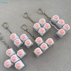Cute Cat Paw Keychain Fidget Toy, 4-Key Mechanical Switch Clicker Stress Relief Toy