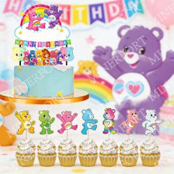 Care Bears Cupcake Cake Flag Cartoon Ornament for Birthday Wedding Baby Shower Festival Picnic Gathering Party Decor Supply