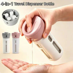 4-in-1 Leakproof Travel Bottle Set Refillable Round Plastic Containers for Shampoo Conditioner Body Wash Lotion