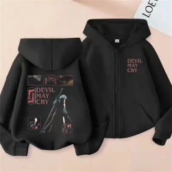 Game Devil May Cry Vergil Graphic Zipper Hoodie Men Women Cosplay Otaku Lovers Zip Up Jacket Unisex Oversized Zip Up Sweatshirt