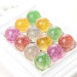 10pcs Children Bouncy Ball Toy Colored Bouncing Ball Rubber Outdoor Toys Sport Games Gold powder Elastic Juggling Jumping Balls