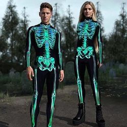 Tuta Intera Teschio Scheletro Costume Cosplay Body Costumi di Gruppo per Coppie di Halloween Costume Spaventoso Bambini Adulti Per uomo Per donna Halloween Carnevale Mascherata Costumi di Halloween