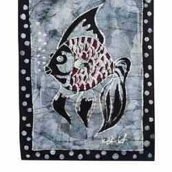 Underwater Charm,'Ghanaian Batik Fish-Motif Wall Hanging'