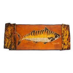 Mackerel I,'Hand Made Batik Cotton Mackerel Table Runner from Ghana'
