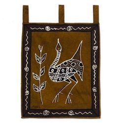 Dancing Bird II,'Bird-Themed Cotton Wall Hanging'