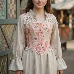 Medievale Rinascimento Cottagecore Corsetto Corsetto Overbust Corpetto Fata Allacciato Floreale Costume Per donna Fantasia Halloween Carnevale Casual Quotidiano Fiera Rinascimentale LARP Adulti